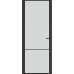 vidaXL Puerta interior de vidrio y aluminio negro mate 76x201,5 cm Negro y escarcha Clearance
