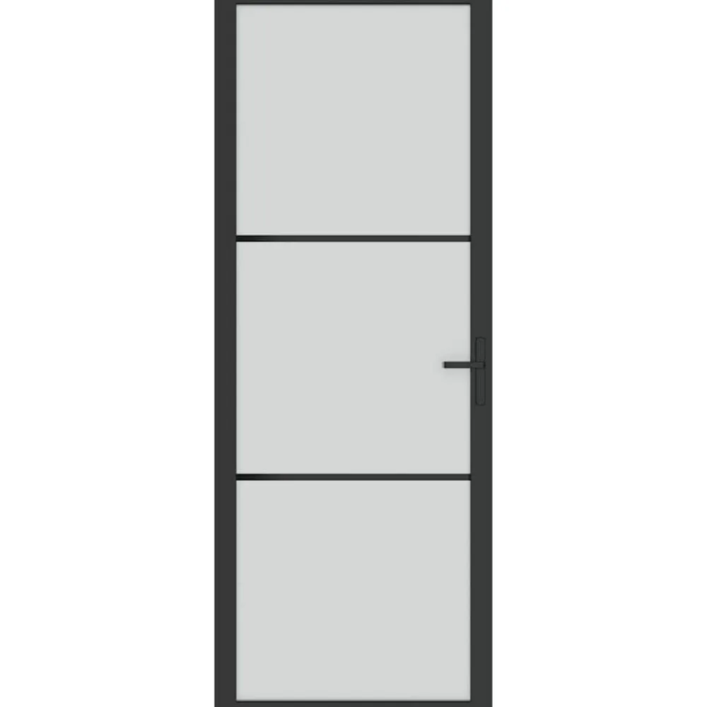 vidaXL Puerta interior de vidrio y aluminio negro mate 76x201,5 cm Negro y escarcha Clearance