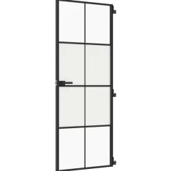 vidaXL Materiales De Construcción-Puerta interior delgada negra vidrio y aluminio 76x201,5 cm