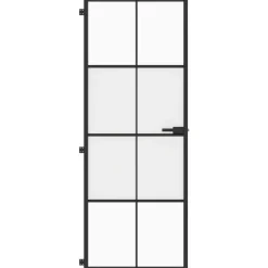 vidaXL Materiales De Construcción-Puerta interior delgada negra vidrio y aluminio 76x201,5 cm