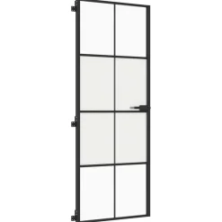 vidaXL Materiales De Construcción-Puerta interior delgada negra vidrio y aluminio 76x201,5 cm