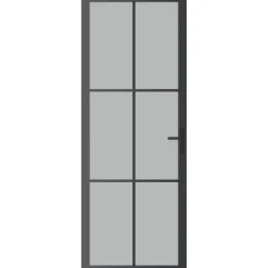vidaXL Puerta interior de vidrio y aluminio negro mate 76x201,5 cm Negro y escarcha Hot