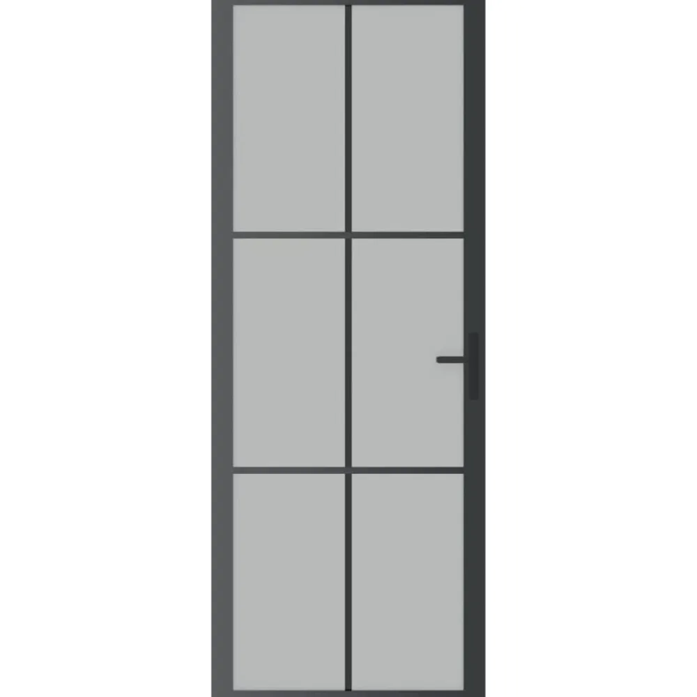 vidaXL Puerta interior de vidrio y aluminio negro mate 76x201,5 cm Negro y escarcha Hot
