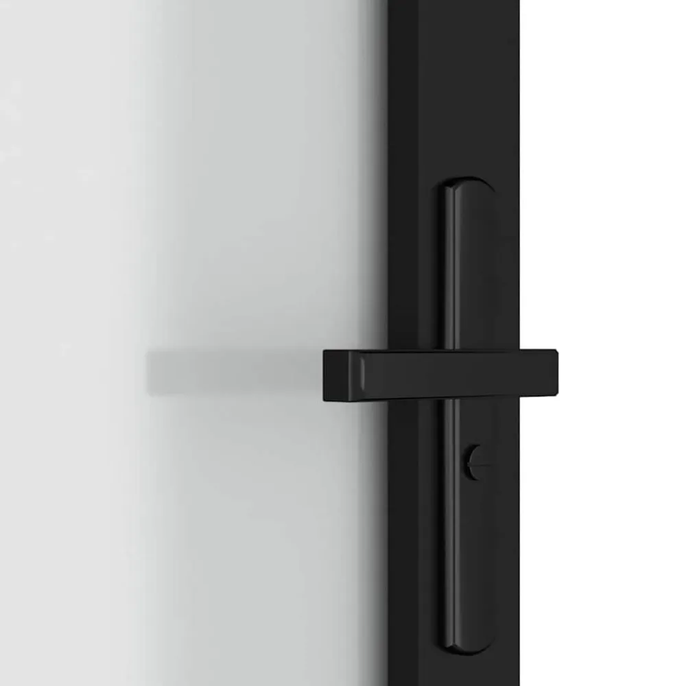 vidaXL Puerta interior de vidrio y aluminio negro mate 76x201,5 cm Negro y escarcha Hot