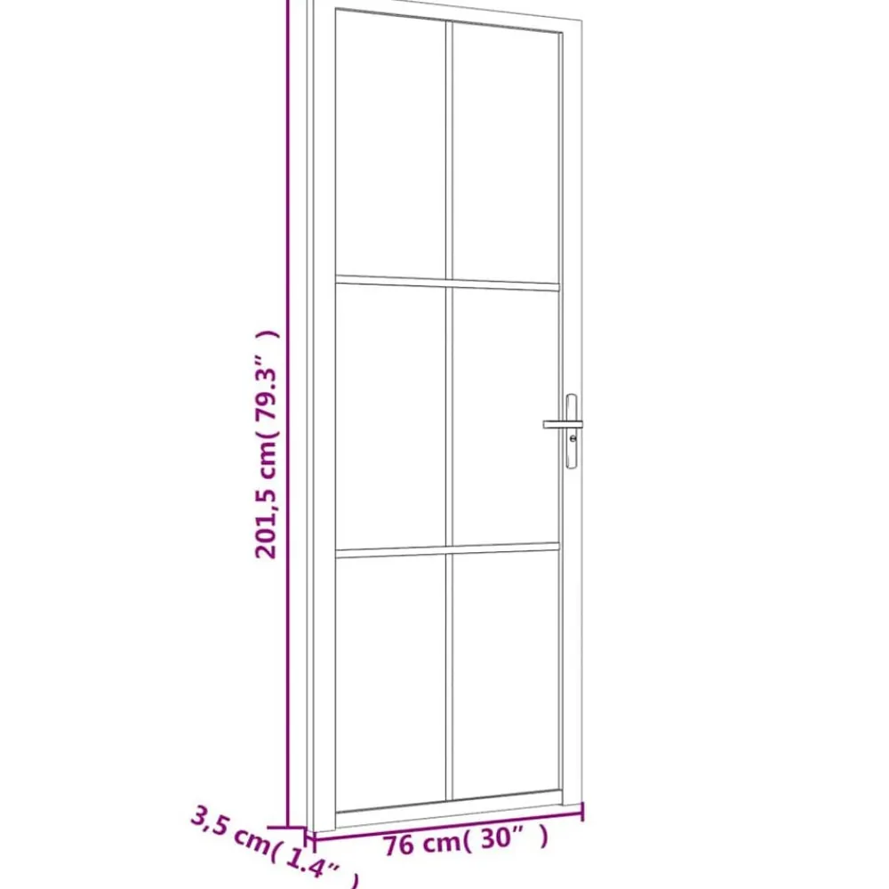 vidaXL Puerta interior de vidrio y aluminio negro mate 76x201,5 cm Negro y escarcha Hot