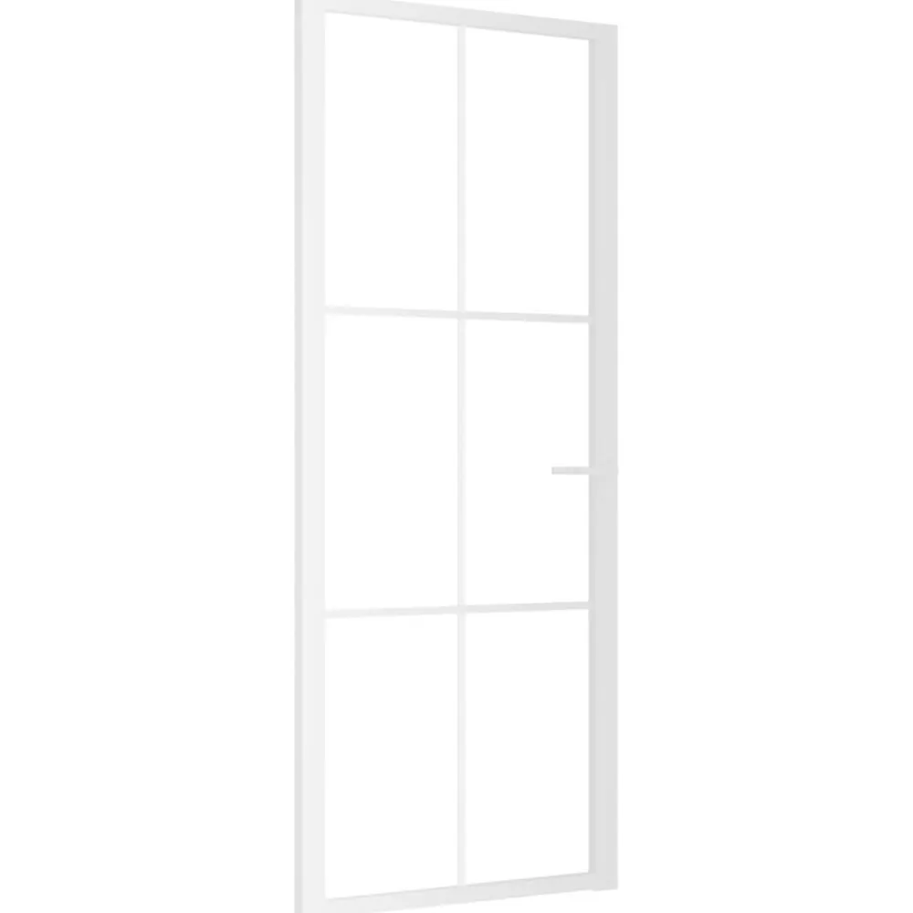 vidaXL Materiales De Construcción-Puerta interior vidrio EGS y aluminio blanco 83x201,5 cm