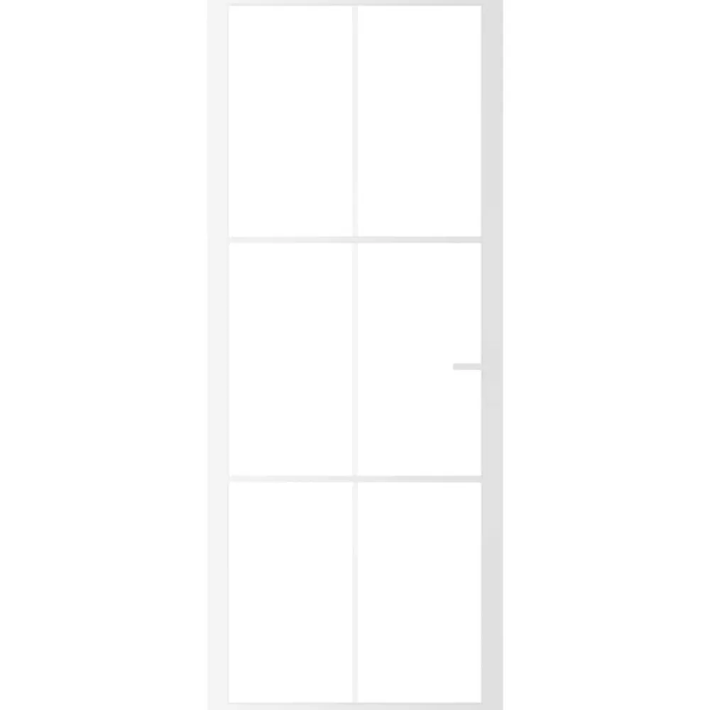 vidaXL Materiales De Construcción-Puerta interior vidrio EGS y aluminio blanco 83x201,5 cm
