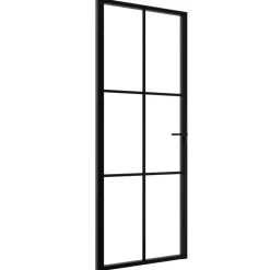 vidaXL Materiales De Construcción-Puerta interior vidrio ESG y aluminio negro 76x201,5 cm