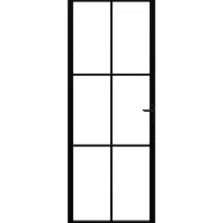 vidaXL Materiales De Construcción-Puerta interior vidrio ESG y aluminio negro 76x201,5 cm