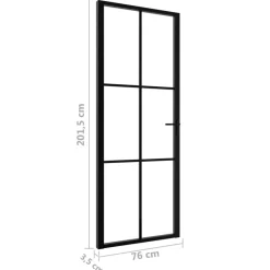 vidaXL Materiales De Construcción-Puerta interior vidrio ESG y aluminio negro 76x201,5 cm