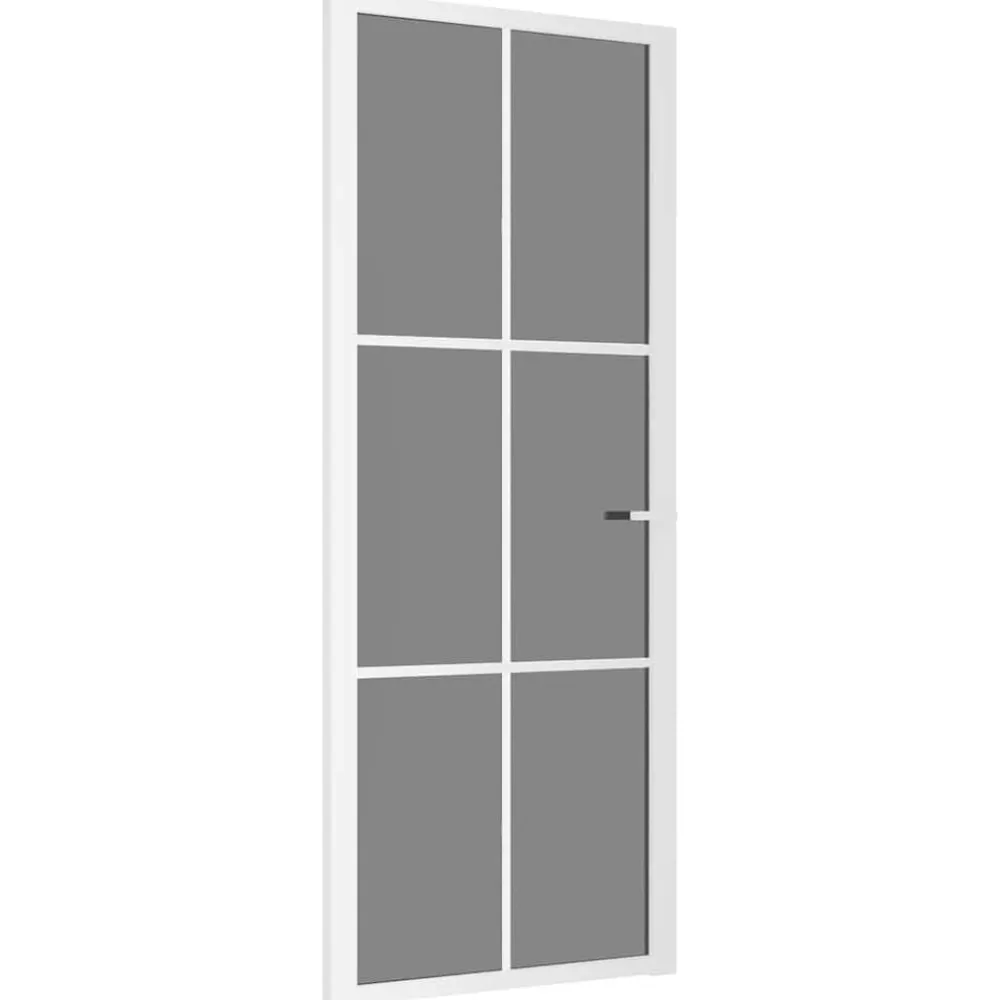 vidaXL Puerta interior vidrio EGS y aluminio blanco 83x201,5 cm Blanco y transparente oscuro Discount