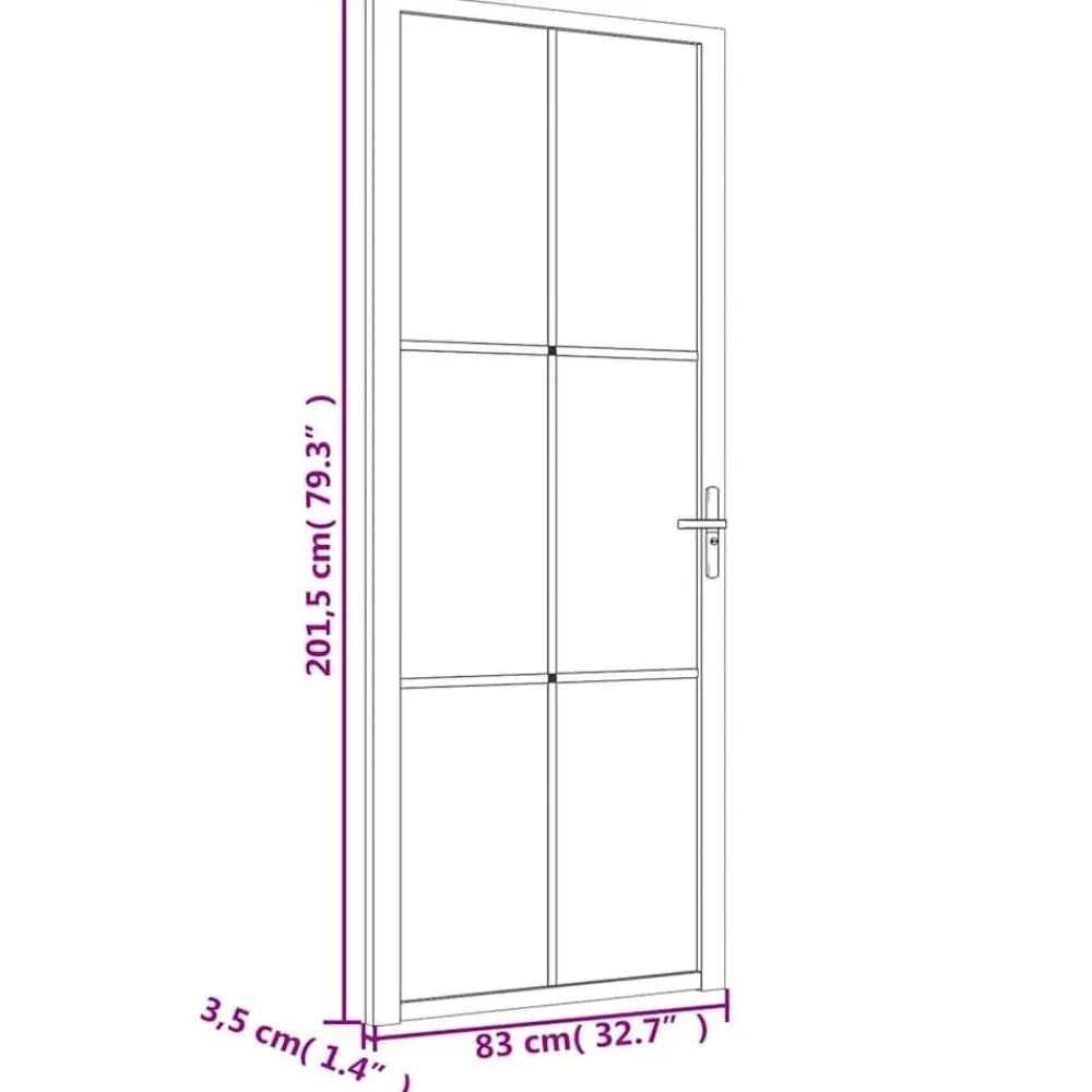 vidaXL Puerta interior vidrio EGS y aluminio blanco 83x201,5 cm Blanco y transparente oscuro Discount