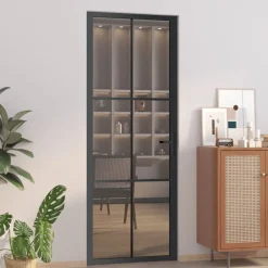 vidaXL Materiales De Construcción-Puerta interior vidrio EGS y aluminio negro 76x201,5 cm
