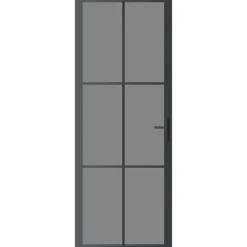 vidaXL Materiales De Construcción-Puerta interior vidrio EGS y aluminio negro 76x201,5 cm