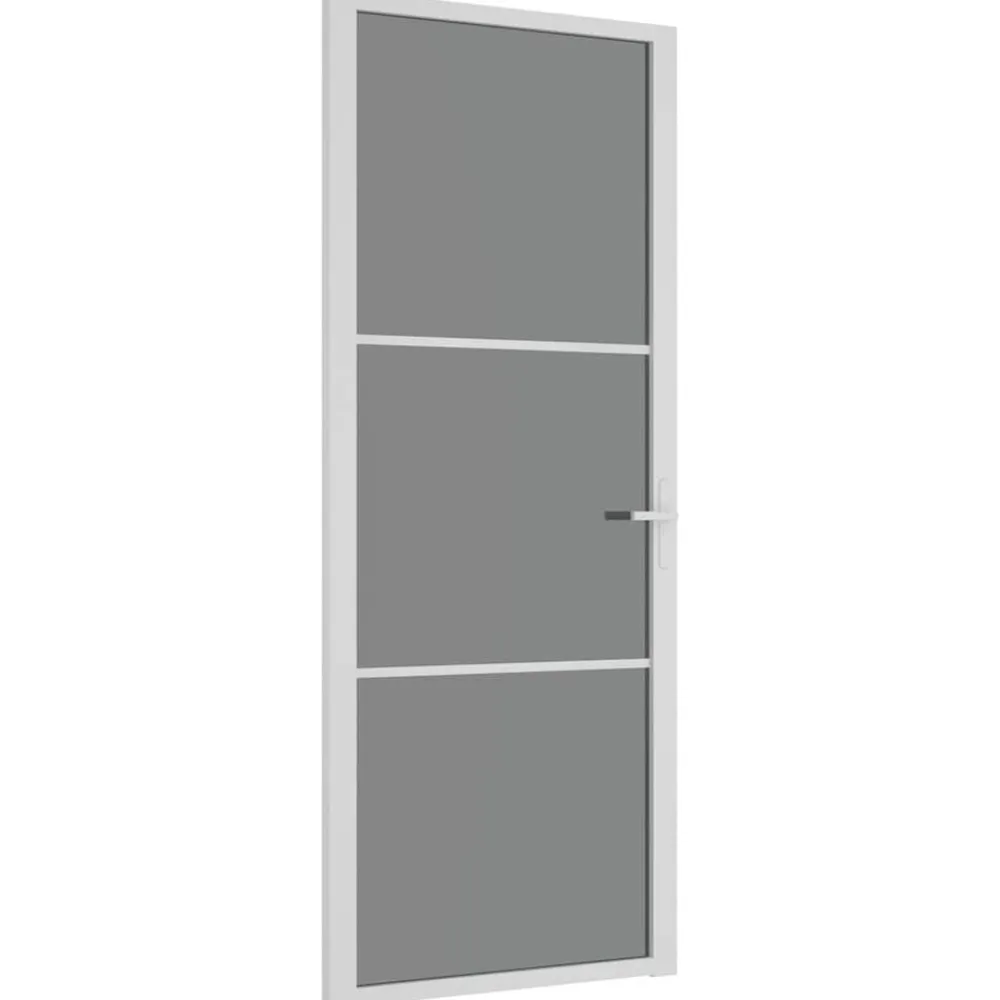 vidaXL Puerta interior vidrio EGS y aluminio blanco 83x201,5 cm Blanco y transparente oscuro Sale
