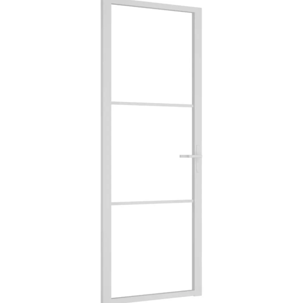 vidaXL Materiales De Construcción-Puerta interior vidrio EGS y aluminio blanco 76x201,5 cm