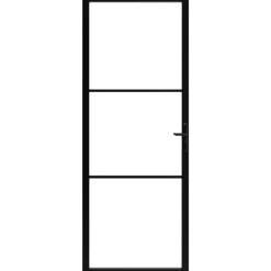 vidaXL Puerta interior vidrio ESG y aluminio negro 76x201,5 cm Negro y transparente Online