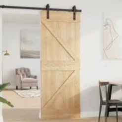 vidaXL Puerta NARVIK 80 x 210 cm Madera de Pino Sólido Natural New