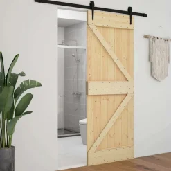 vidaXL Puerta NARVIK 80 x 210 cm Madera de Pino Sólido Natural New