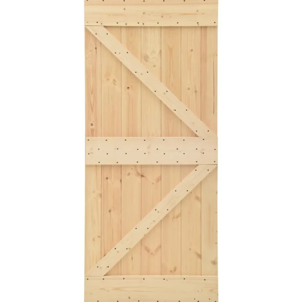 vidaXL Puerta NARVIK 80 x 210 cm Madera de Pino Sólido Natural New