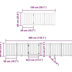 vidaXL Puerta para perros plegable 9 paneles madera de álamo 450 cm Natural Sale