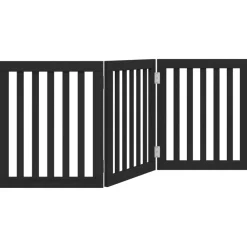 vidaXL Puerta para perros plegable 3 paneles madera álamo negra 150 cm Negro Clearance