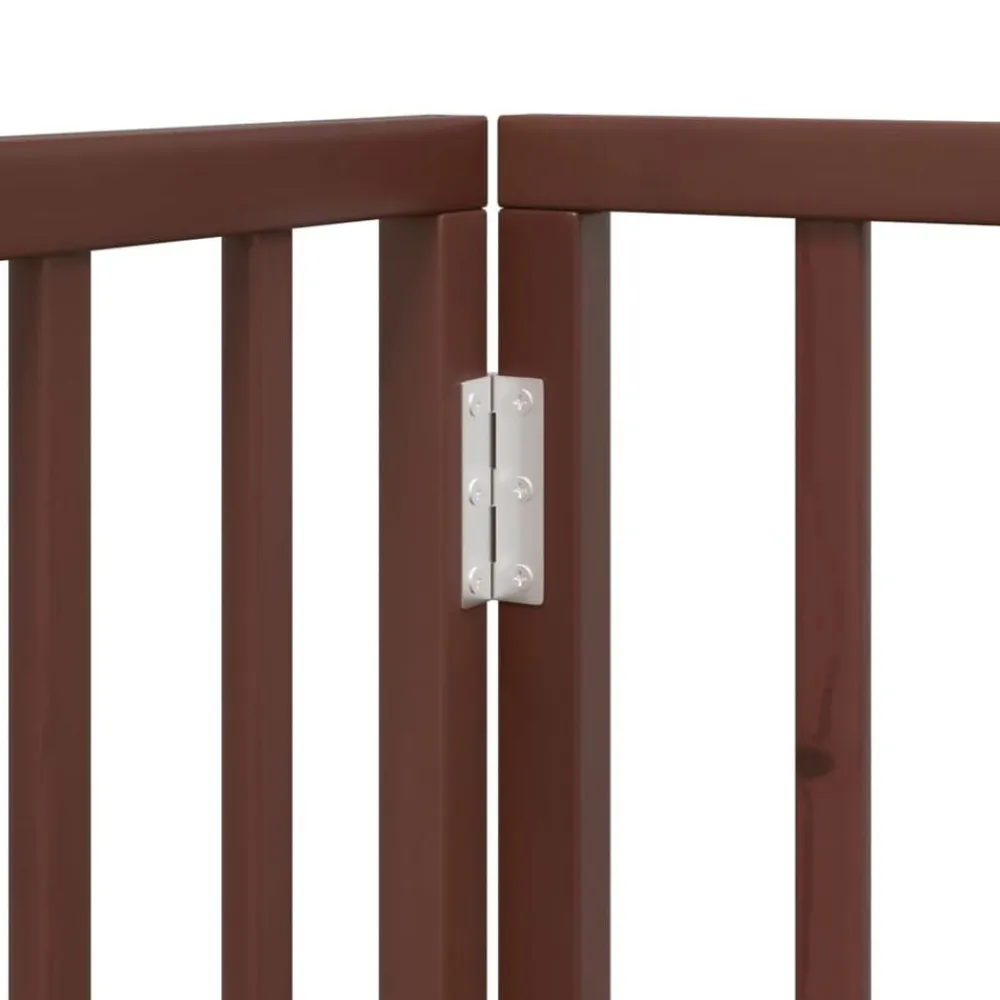 vidaXL Productos Para Mascotas-Puerta para perros plegable 3 paneles madera álamo marrón 150cm