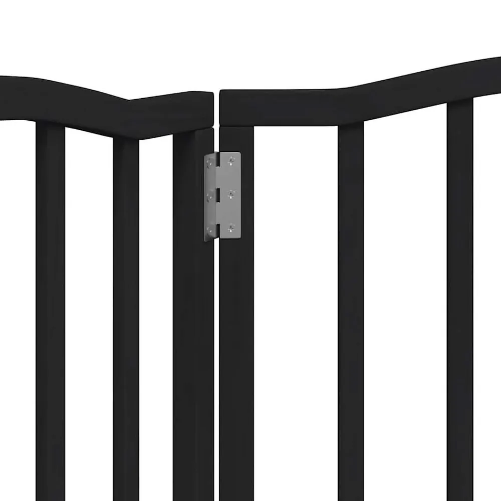 vidaXL Puerta para perros plegable 3 paneles madera álamo negra 150 cm Negro Clearance