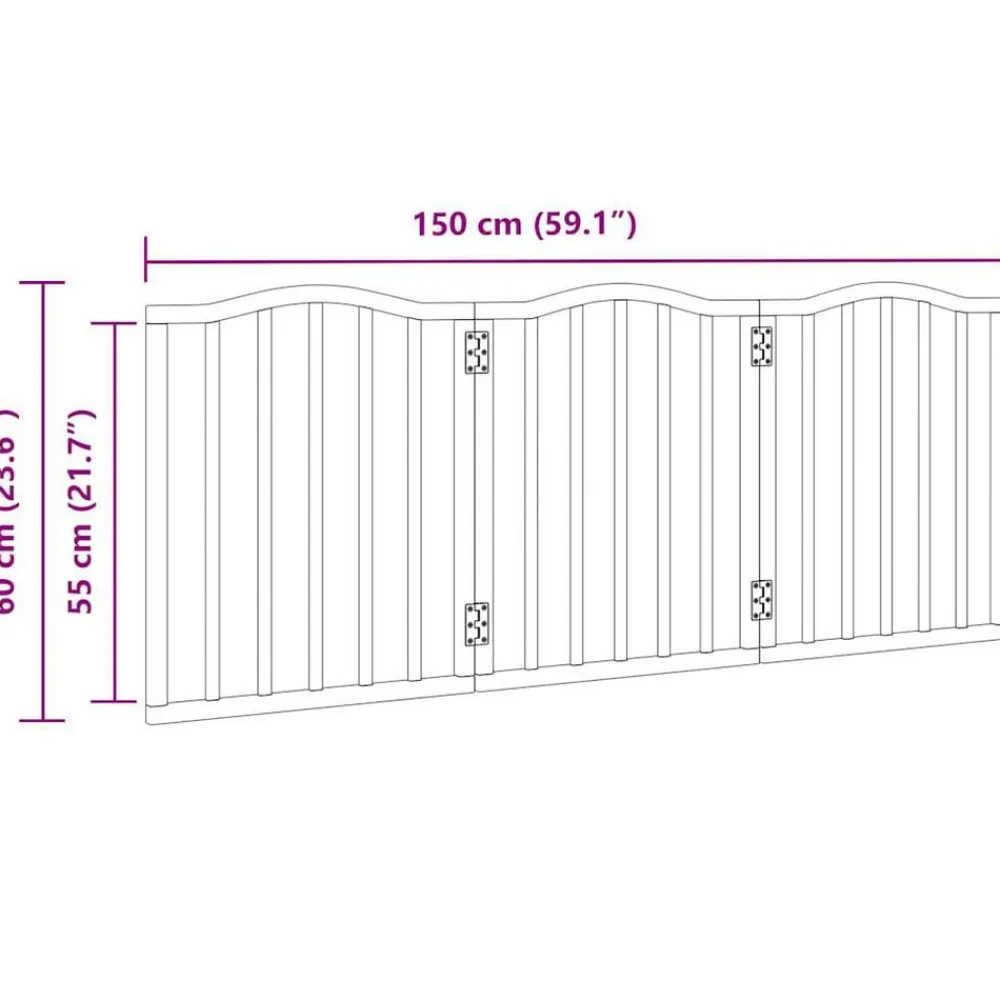 vidaXL Puerta para perros plegable 3 paneles madera álamo negra 150 cm Negro Clearance