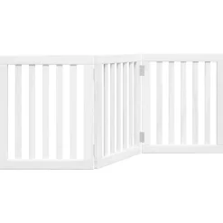 vidaXL Puerta para perros plegable 3 paneles madera álamo blanca 150cm Blanco