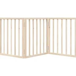 vidaXL Puerta para perros plegable de 3 paneles, 150 cm, madera de álamo Natural