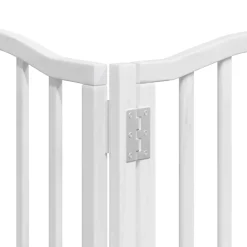 vidaXL Productos Para Mascotas-Puerta para perros plegable 9 paneles madera álamo blanca 450cm