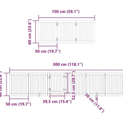 vidaXL Puerta para perros plegable 9 paneles madera álamo blanca 450cm Blanco Outlet