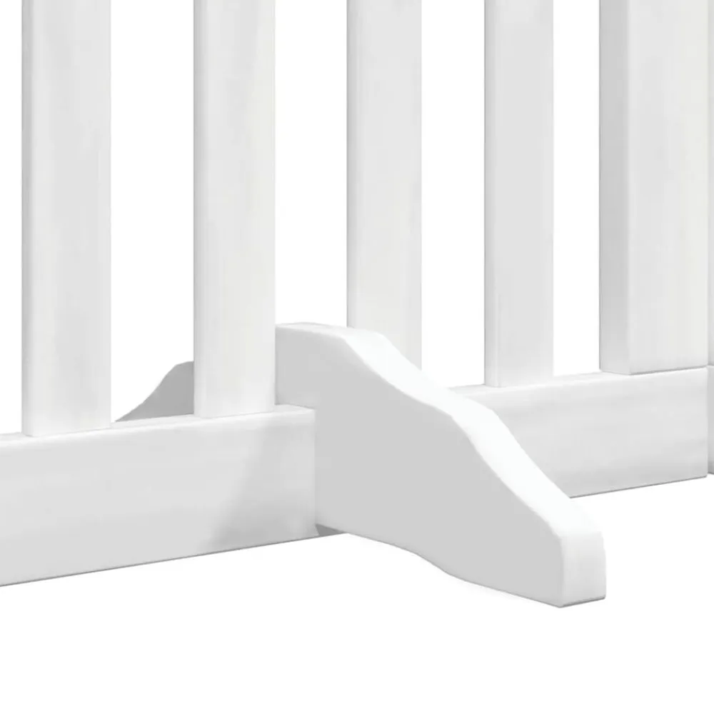 vidaXL Puerta para perros plegable 9 paneles madera álamo blanca 450cm Blanco Outlet