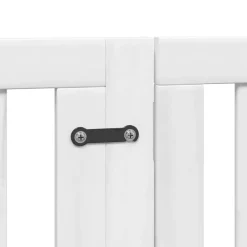 vidaXL Puerta para perros plegable 9 paneles madera álamo blanca 450cm Blanco Outlet