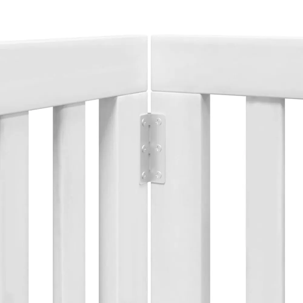 vidaXL Puerta para perros plegable 9 paneles madera álamo blanca 450cm Blanco Outlet