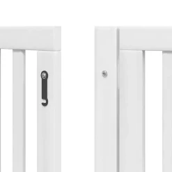 vidaXL Puerta para perros plegable 9 paneles madera álamo blanca 450cm Blanco Outlet