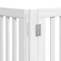 vidaXL Puerta para perros plegable 9 paneles madera álamo blanca 450cm Blanco Outlet