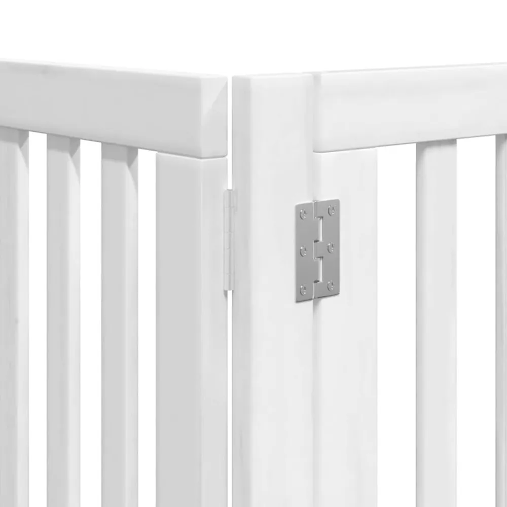 vidaXL Puerta para perros plegable 9 paneles madera álamo blanca 450cm Blanco Outlet