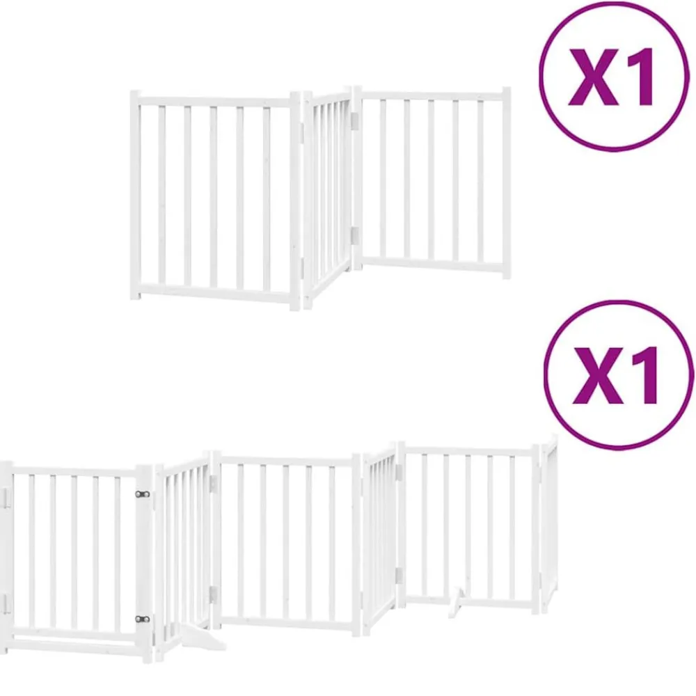 vidaXL Puerta para perros plegable 9 paneles madera álamo blanca 450cm Blanco Outlet