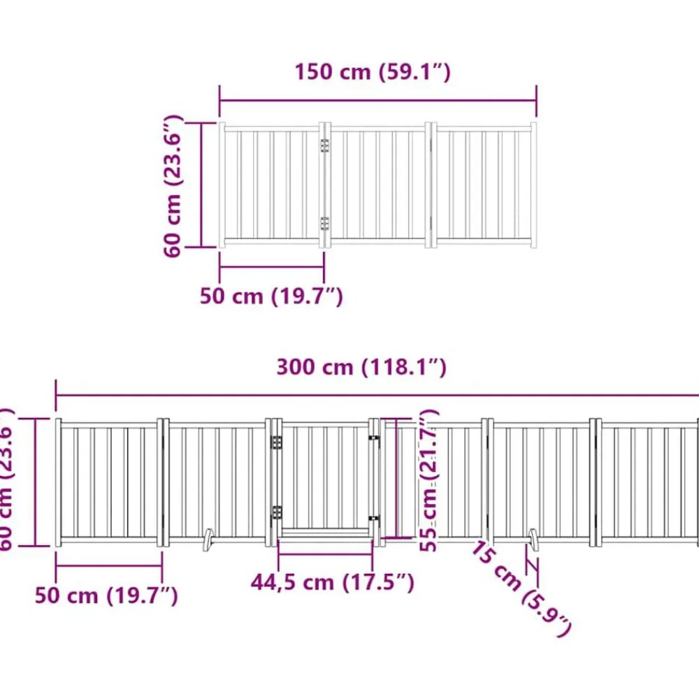 vidaXL Puerta para perros plegable 9 paneles madera álamo blanca 450cm Blanco Outlet