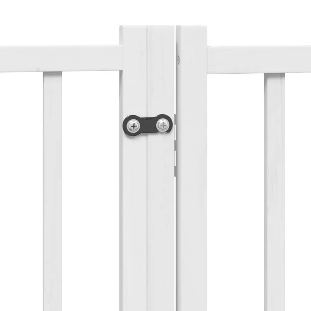 vidaXL Puerta para perros plegable 9 paneles madera álamo blanca 450cm Blanco Outlet