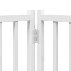 vidaXL Puerta para perros plegable 9 paneles madera álamo blanca 450cm Blanco Outlet