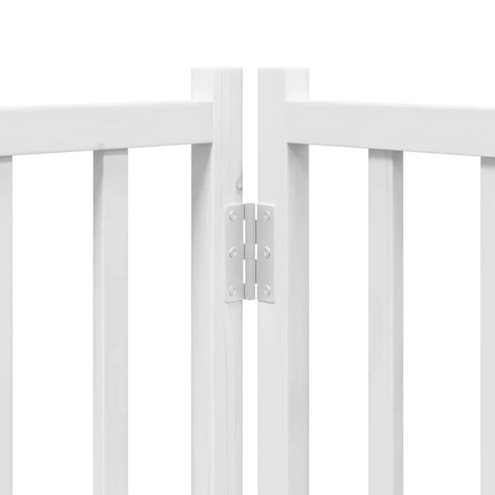 vidaXL Puerta para perros plegable 9 paneles madera álamo blanca 450cm Blanco Outlet