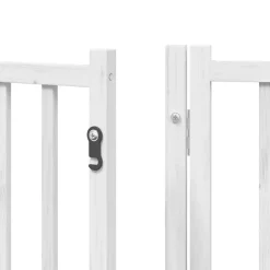 vidaXL Puerta para perros plegable 9 paneles madera álamo blanca 450cm Blanco Outlet