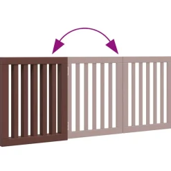 vidaXL Puerta para perros plegable 3 paneles madera álamo marrón 150cm Marrón Outlet