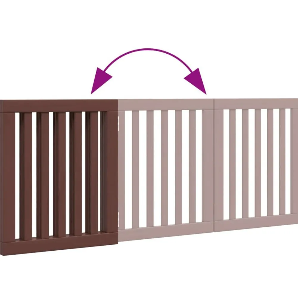 vidaXL Puerta para perros plegable 3 paneles madera álamo marrón 150cm Marrón Outlet