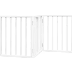 vidaXL Puerta para perros plegable 3 paneles madera álamo blanca 150cm Blanco New