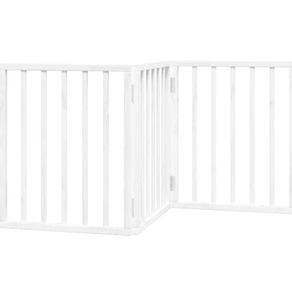 vidaXL Puerta para perros plegable 3 paneles madera álamo blanca 150cm Blanco New