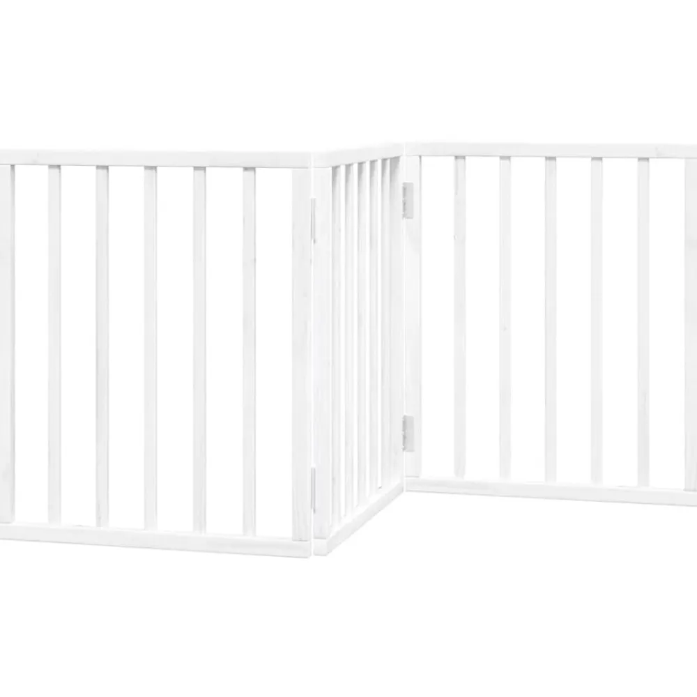 vidaXL Puerta para perros plegable 3 paneles madera álamo blanca 150cm Blanco New